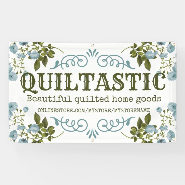 Vintage roses quilter quilt quilting sewing crafts banner (Horizontal)