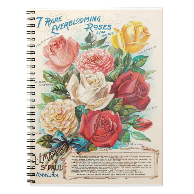 Vintage Roses Retro Advertisement Notebook (Front)
