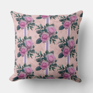 Vintage Roses Ribbons Lace Lavender  Cushion
