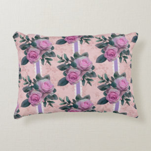 Vintage Roses Ribbons Lace Lavender  Decorative Cushion