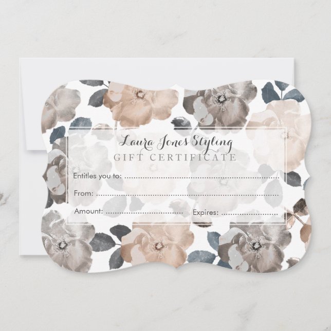 Vintage Roses Salon Gift Certificate Template (Front)