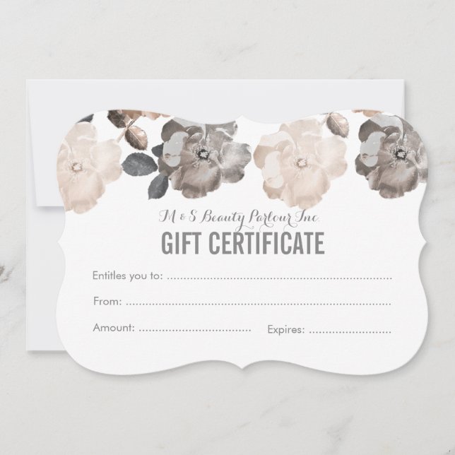 Vintage Roses Salon Gift Certificate Template (Front)