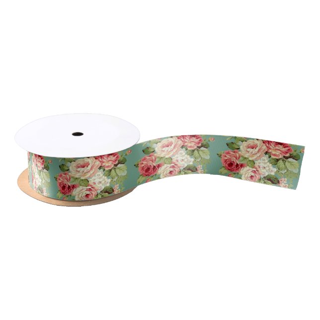 Vintage Roses Satin Ribbon (Spool)