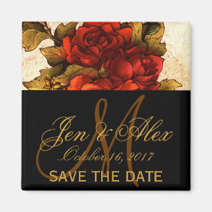 Vintage Roses Save the Date Magnet