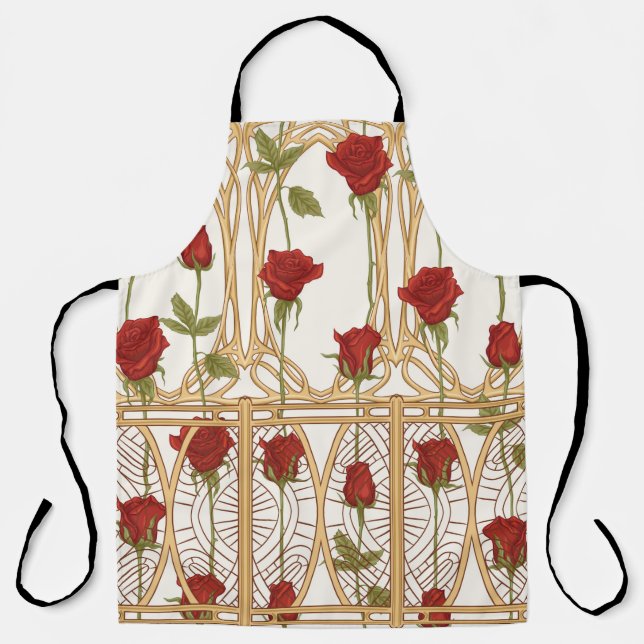 Vintage roses seamless pattern, background in art  apron (Front)