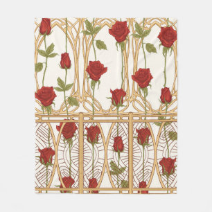 Vintage roses seamless pattern, background in art fleece blanket