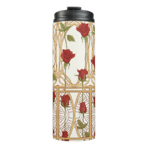 Vintage roses seamless pattern, background in art thermal tumbler