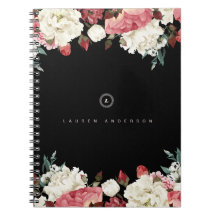 Vintage Roses Spiral Monogram Journal Notebook