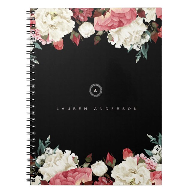 Vintage Roses Spiral Monogram Journal Notebook (Front)