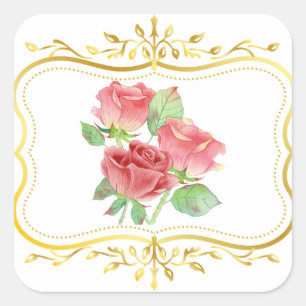 vintage roses square sticker