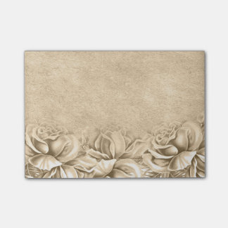 Vintage Roses Taupe Beige Neutral Ecru Post-it Notes