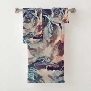 Vintage roses , vintage bath towel set