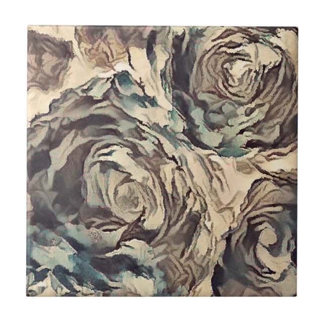 Vintage roses , vintage tile (Front)