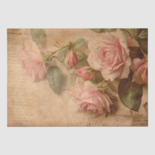 Vintage Roses Watercolor Roses Pink Rose Decoupag Tissue Paper