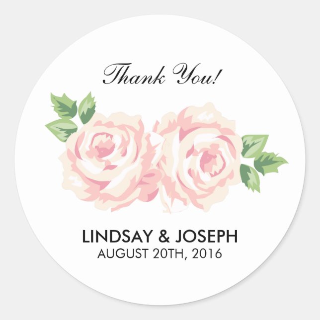 Vintage Roses Wedding Classic Round Sticker (Front)