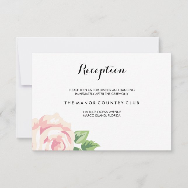 Vintage Roses Wedding Reception Card (Front)
