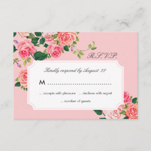 Vintage Roses Wedding RSVP Card