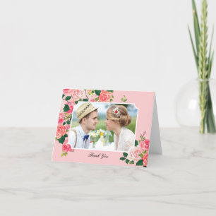 Vintage Roses Wedding Thank You Card