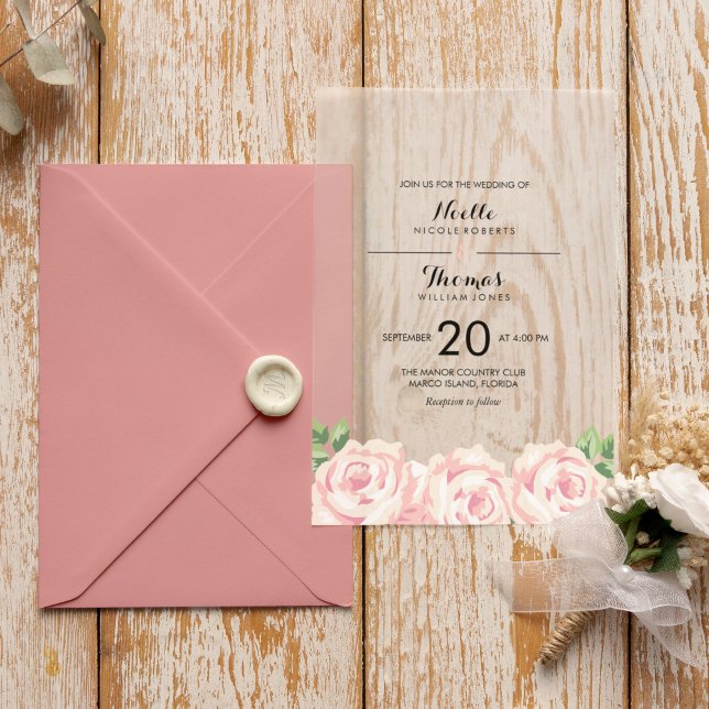 Vintage Roses Wedding  Vellum Invitations (Creator Uploaded)