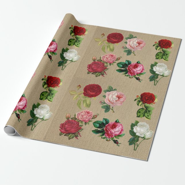 Vintage Roses Wrapping Paper (Unrolled)