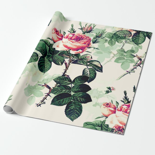 Vintage Roses Wrapping Paper (Unrolled)