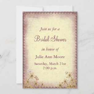 Vintage Rosy Brown Floral Bridal Shower Invitation