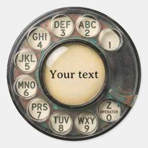 Vintage Rotary Phone Dial Classic Round Sticker