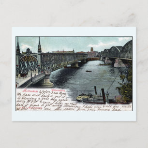Vintage Rotterdam The Netherlands Willems Bridge Postcard