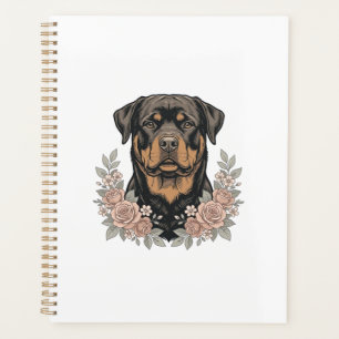Vintage Rottweiler Floral Portrait Shirt Design_1 Planner