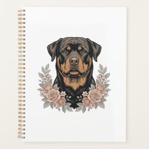 Vintage Rottweiler Floral Portrait Shirt Design_1 Planner
