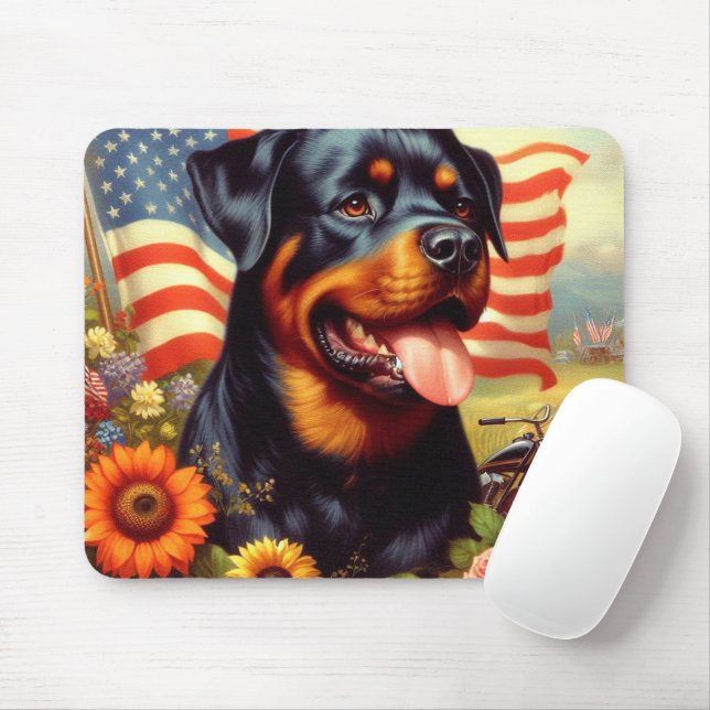 Vintage Rottweiler Painting Mouse Pad (With Mouse)