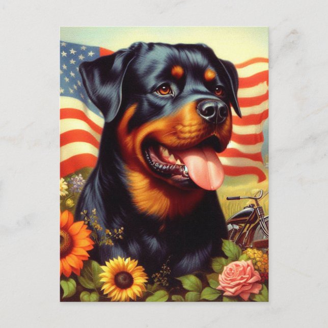 Vintage Rottweiler Painting Postcard (Front)