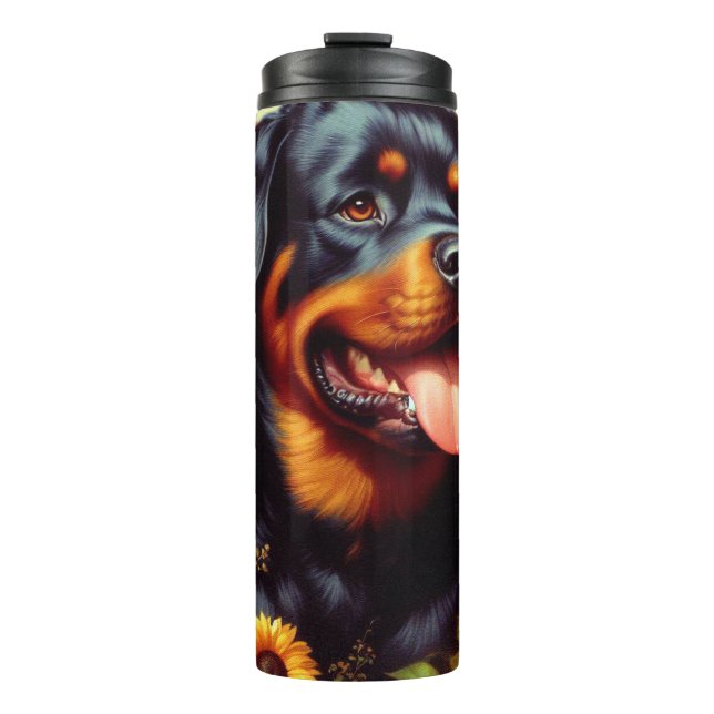 Vintage Rottweiler Painting Thermal Tumbler (Front)
