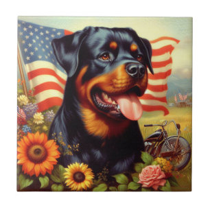 Vintage Rottweiler Painting Tile