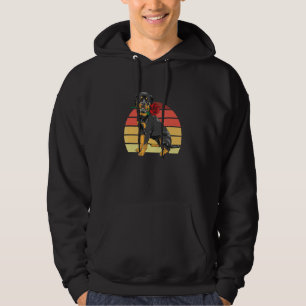 Vintage Rottweiler With Rose  Rottie Dog Owner Hoodie