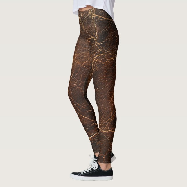 Vintage Rough Leather Texture  Leggings (Left)