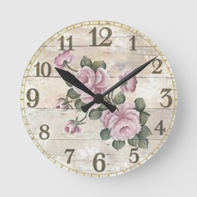 Vintage Round (Large) Wall Clock/Roses Clock (Front)