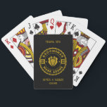 Vintage Round Tuxedo Badge Elegant Groomsmen Playing Cards<br><div class="desc">Celebrate your special day with this exquisite vintage era-inspired Playing Card Groomsmen Gifts, the perfect blend of classic elegance and contemporary flair. These meticulously designed playing cards are more than just a deck; they are a customised, personalised gift that adds a touch of sophistication to weddings, bachelor parties, engagement parties,...</div>