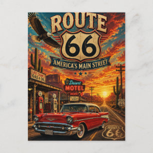 Vintage Route 66 America's Main Street Eagle Retro Postcard