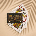 Vintage Route 66 Black Gold Design Playing Cards<br><div class="desc">Show off classic Americana style with this vintage Route 66 design featuring a bold black and gold color palette, distressed license plate look, and iconic highway shield. Celebrating 100 years of the legendary “Mother Road” (1926–2026), this design captures the spirit of adventure, freedom, and timeless road trips. Perfect for game...</div>
