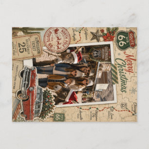 Vintage Route 66 Custom Photo Scrapbook Holiday Postcard