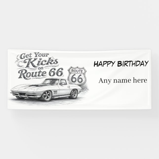 Vintage Route 66 Customisable Banner (Horizontal)