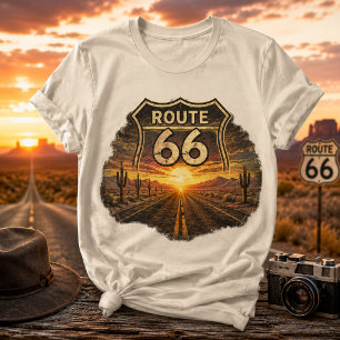 Vintage Route 66 Desert Sunset Retro Americana T-Shirt