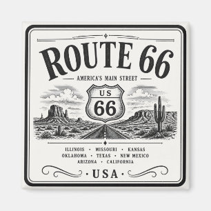Vintage Route 66 Highway Art Magnet