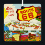 Vintage Route 66 Metal Tree Decoration<br><div class="desc">A wonderful,  colourful vintage postcard of Route 66 repurposed on an ornament.</div>