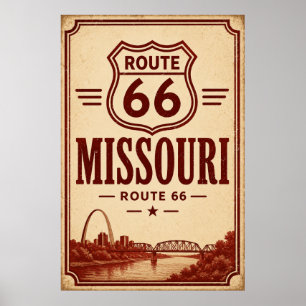 Vintage Route 66 Missouri River Gateway Art Poster