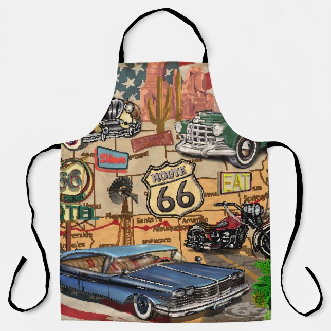 Vintage Route 66, nostalgic poster. Apron (Front)