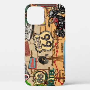 Vintage Route 66, nostalgic poster. iPhone 12 Case