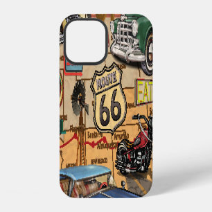 Vintage Route 66, nostalgic poster. iPhone 12 Case