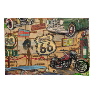 Vintage Route 66, nostalgic poster. Pillowcase